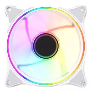 Vida Infinity01 Reverse Blade 120mm ARGB Dual Ring PWM Case Fan, Hydraulic Bearing, Infinity Mirror Effect, 500-1500 RPM, White