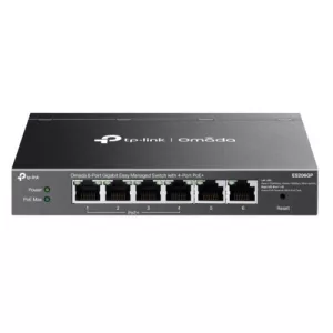 TP-LINK (ES206GP) Omada 6-Port Gigabit Easy Managed Switch with 4-Port PoE+, 6x GB Ports, Metal Casing