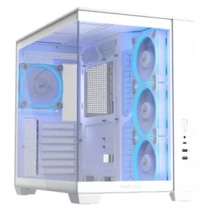 Asus A32 Plus ARGB Dual-Chamber Gaming Case w/ Glass Side & Front, ATX, 4x ARGB Fans, USB-C 10Gbps, White