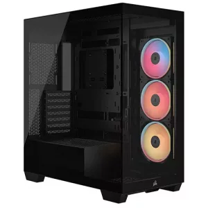 Corsair 3500X LX-R ARGB Gaming Case w/ Glass Side & Front, E-ATX, 3x Reverse ARGB Fans, iCUE LINK Hub, USB-C, Asus BTF Compatible, Black