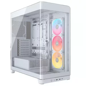 Corsair FRAME 4500X LX-R RGB LINK Gaming Case w/ Glass Side & Front, E-ATX, 3x LX120-R RGB Fans, InfiniRail Fan Mounting, USB-C, Asus BTF Compatible, White