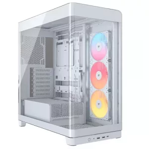 Corsair FRAME 4500X RS-R ARGB Gaming Case w/ Glass Side & Front, E-ATX, 3x RS120-R ARGB Fans, InfiniRail Fan Mounting, USB-C, Asus BTF Compatible, White
