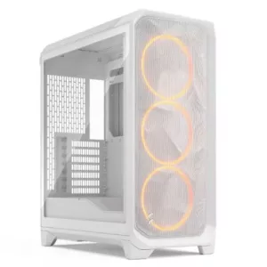 Fractal Design Meshify 3 (White RGB TG Clear) Gaming Case w/ Clear Window, E-ATX, Mesh Front, 3x RGB Fans, USB-C 20Gbps