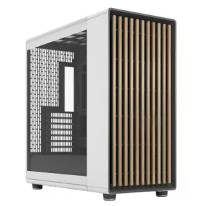 Fractal Design North XL RC Chalk White (TG Clear) Case w/ Clear Glass Window, ATX, 3 PWM Fans, USB-C, Oak Front, Reverse Connector/Asus BTF Compatible