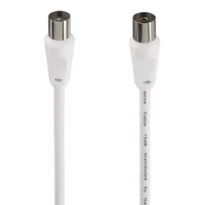 Hama Antenna Cable, Coax Male to Coax Female, 75dB, 10 Metre, White