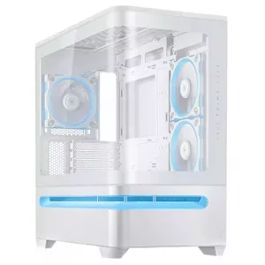 Asus Prime AP202 ARGB Gaming Case w/ Curved Glass Panel, Micro ATX, 3x ARGB Fans, ARGB Light Band, 420mm GPU Support, USB-C 20Gbps, White