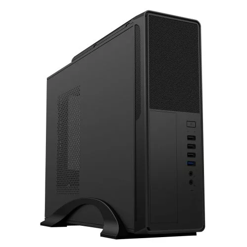 CiT S014C Micro ATX Slim Desktop Case, 300W PSU, Mesh Front, 80mm Fan, USB-C, Black