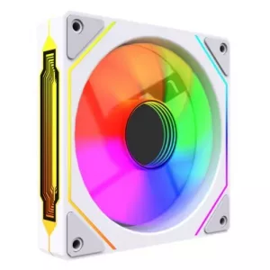 Vida Infinity02 Reverse Blade 120mm ARGB PWM Case Fan, Hydraulic Bearing, Infinity Mirror Effect on Centre & Sides, 800-1800 RPM, White