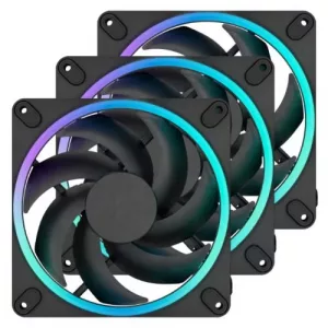Fractal Design Momentum 14 ARGB 140mm PWM Case Fans (3-Pack), 20 LEDs, FDB Bearing, 350-1800RPM, 8-pin Connector, Black