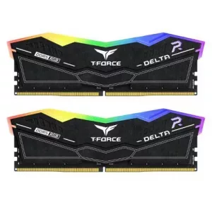 Team T-Force Delta RGB 64GB Kit (2 x 32GB), DDR5, 6400MHz (PC5-51200), CL40, ECC, AMD EXPO & XMP 3.0, PMIC, DIMM Memory, Black