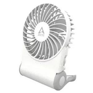 ARCTIC Summair 2Go Powerful Handheld Fan, Up to 77 Hours of Battery, Ergonomic Handle with Fold-Out Stand, White