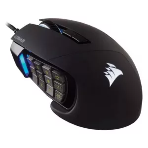 Corsair Scimitar RGB Elite Optical MOBA/MMO Gaming Mouse, 18000 DPI, 17 Programmable Buttons, Key Slider Control System, Black