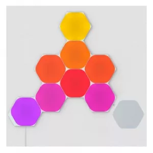 Nanoleaf Shapes Hexagons Starter Kit (9-Panels), RGB, Create an Illuminated Display, Ultra-Thin Panels, Screen Mirror/Music Reaction, App/Voice/Manual Control