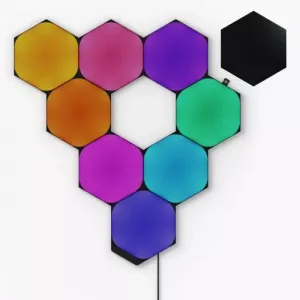 Nanoleaf Shapes Limited Edition Ultra Black Hexagons Starter Kit (9-Panels), RGB, Create an Illuminated Display, Ultra-Thin Panels, Screen Mirror/Music Reaction, App/Voice/Manual Control