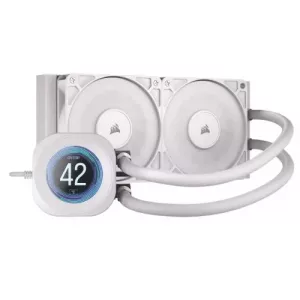 Corsair NAUTILUS 240 RS LCD Liquid CPU Cooler, Personalised LCD Screen, RS120 Magnetic Dome Fans, Daisy-Chain Connections, White