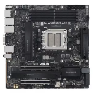 Asus PRO WS B850M-ACE SE, Workstation, AMD B850, AM5, Micro ATX, 4 DDR5, VGA, HDMI, DP, 10G LAN, 3x LAN, Onboard BMC, IPMI, MCIO, 2x M.2