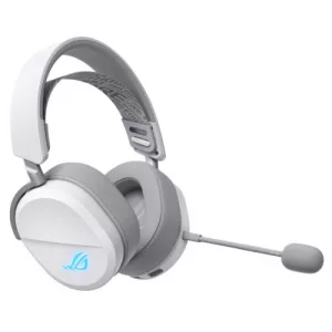 Asus ROG Pelta Tri-Mode RGB Wireless Lightweight Gaming Headset, 2.4GHz/Btooth/USB-C, 50mm Titanium Drivers, 10mm Super-Wideband Mic, White