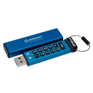 Kingston 512B IronKey Keypad 200 Memory Pen, USB-A 3.2 Gen1, FIPS 140-3 w/ XTS-AES 256-bit Hardware Encryption, Alphanumeric PIN, R/W 280/200 MB/s