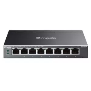 TP-LINK (ES208GP) Omada 8-Port Gigabit Easy Managed Switch with 8-Port PoE+, Fanless, Metal Casing