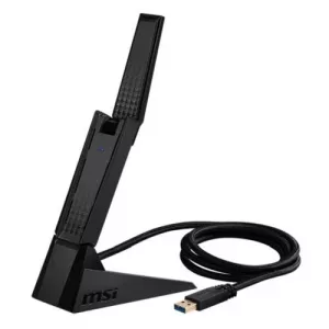 MSI (GUAXE54) AXE5400 Wi-Fi 6E Wireless USB Adapter, Tri-Band, USB 3.0, Beamforming, Adjustable Antenna, WPA3, Cradle