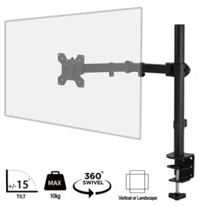 piXL Desk-Mounted Fully-Adjustable Single Monitor Arm for Screens up to 32 inch with VESA Mount & Built-In Cable Management