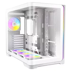 ANTEC Constellation C5 Curve White ARGB Case, Curved Glass Panels, Dual Chamber, Support back-connect motherboards, 4 x ARGB PWM fans with built-in fan controller, ATX, Micro-ATX, ITX