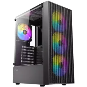 Antec AX27 RGB Elite Mid-Tower Gaming PC Case with Tempered Glass, Full Mesh Front Panel, 4 Pre-installed 120mm Fixed-RGB Fans, ATX/Micro-ATX/ITX Compatible, Black