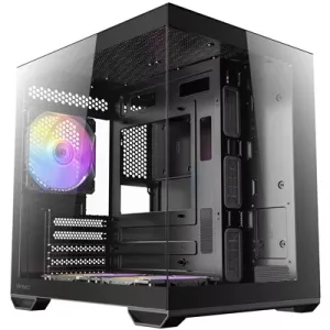 Antec CX60M ARGB Mini Tower Micro ATX Gaming Case, Black, Tempered Glass Panels, Dual Chamber Design, Vertical Cooling, Pre-Installed ARGB Fans, Water Cooling Support,