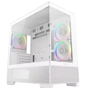 DeepCool CG380 3F Micro-ATX Gaming Case White Panoramic Tempered Glass Side Panel, Mesh Airflow Front, 3 Pre-Installed ARGB Fans, USB-C & USB-A Front I/O, Spacious SFF/mATX/ITX Build Support