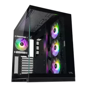 Tecware VXL EVO ARGB ATX Mid-Tower PC Case - Black, Dual-Chamber Design, 4 x 120mm ARGB Fans Pre-Installed, Infinity Glass Panels, ATX/mATX/ITX Support, High Airflow Gaming Chassis