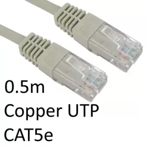 RJ45 (M) to RJ45 (M) CAT5e 0.5m Grey OEM Moulded Boot Copper UTP Network Cable