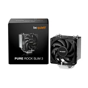 be quiet! Pure Rock Slim 3 Fan CPU Cooler, Universal Socket, High Quality 100mm PWM Black Cooling Fan, 1700RPM, 3 Heat Pipes, 130W TDP, Intel 1851/ 1700 & AMD AM4/ AM5 Compatible