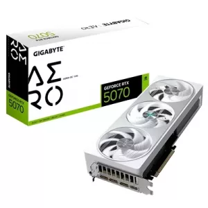 Gigabyte NVIDIA GeForce RTX 5070 AERO OC 12GB GDDR7 Graphics Card, 6144 CUDA Cores, 2625 MHz Core Clock, Triple Fan, White, RGB, 3x DisplayPorts / 1x HDMI Port