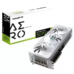 Gigabyte NVIDIA GeForce RTX 5070 Ti AERO OC 16GB GDDR7 Graphics Card, 8960 CUDA Cores, 2588 MHz Core Clock, Triple Fan, White, RGB, 3x DisplayPorts / 1x HDMI Port