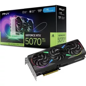 PNY NVIDIA GEFORCE RTX 5070Ti  ARGB Epic-X RGB OC16GB, GDDR7 Graphics Card, 8960 Cuda Cores, 2295 MHz Core Clock, Triple Fan, 3 x Display Ports/ 1 x HDMI Port