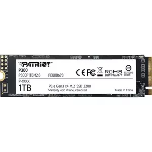 Patriot P300 (P300P1TBM28) 1TB NVMe SSD, M.2 Interface, PCIe Gen3, 2280, Read 2100MB/s, Write 1650MB/s, 3 Year Warranty