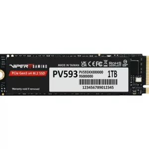 Partiot PV593 (PV593P1TBM28H) 1TB NVMe SSD, M.2 Interface, PCIe Gen5 x4, 2280, Read/Write up to 14,000 / 13,000 MB/s, 5 Year Warranty