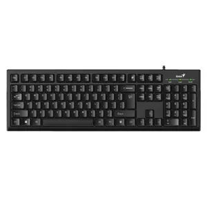 Genius KB-100 Wired Smart Keyboard, USB Plug and Play, Customizable Function Keys, Multimedia, Full Size UK Layout Design for Home or Office, Black