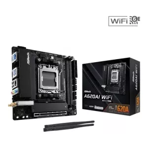 ASRock A620AI WIFI AMD AM5 Socket Motherboard, Mini-ITX, 2x DDR5 Slots, 2x M.2 Socket, 2.5GbE LAN, Wi-Fi 6E, 1x HDMI Port