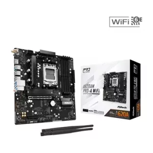 ASRock A620AM PRO-A WIFI AMD Socket AM5 Motherboard, 4 x DDR5 Slots, 3x M.2 Socket, 2.5GbE LAN, Wi-Fi 6E, 1x HDMI Port