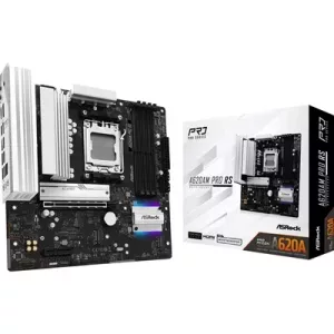 ASRock A620AM PRO RS AMD Socket AM5 Motherboard, 4x DDR5 Slots, 3x M.2 Socket, 2.5GbE LAN, 1x HDMI Port/ 1x DisplayPort