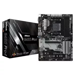 ASRock B450 Pro4 R2.0 Super Alloy AMD AM4 Socket Motherboard, ATX, 4x DDR4 Slots, 2x M.2 Sockets, GbE LAN, 1x D-Sub / 1x DisplayPort / 1x HDMI Port