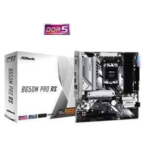 ASRock B650M Pro RS AMD AM5 Socket Motherboard, Micro-ATX, 4x DDR5 Slots, 3x M.2 Sockets, Fitted I/O Shield, 2.5GbE LAN, 1x DisplayPort / 1x HDMI Port