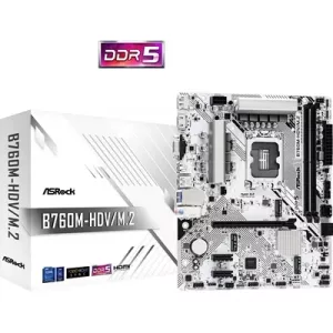 ASRock B760M-HDV/M.2 Intel 1700 Socket Motherboard, Micro-ATX, 2x DDR5 Slots, 2x M.2 Sockets, 2.5GbE LAN, 1x D-Sub / 1x DisplayPort / 1x HDMI Port