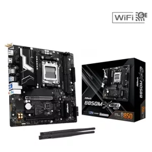 ASRock B850M-X WiFi R2.0 AMD AM5 Socket Motherboard, Micro-ATX, 2x DDR5 Slots, 2x M.2 Sockets, 2.5GbE LAN, Wi-Fi 6E, 1x DisplayPort / 1x HDMI Port