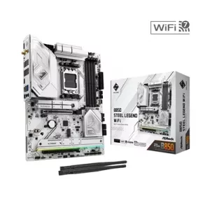 ASRock B850 Steel Legend WiFi AMD AM5 Socket Motherboard, ATX, 4x DDR5 Slots, 4x M.2 Sockets, Fitted I/O Shield, 2.5GbE LAN, Wi-Fi 7, 1x HDMI Port