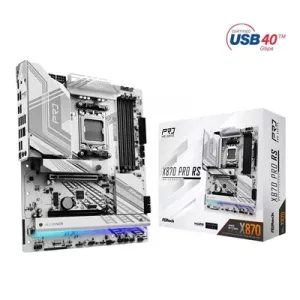 ASRock X870 PRO RS AMD AM5 Socket Motherboard, ATX, 4x DDR5 Slots, 3x M.2 Sockets, Fitted I/O Shield, 2.5GbE LAN, 1x HDMI Port / 2x USB-C (USB4)