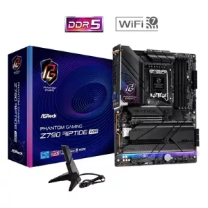 ASRock Z790 Riptide WiFi PHANTOM GAMING Intel 1700 Socket Motherboard, ATX, 4x DDR5 Slots, 5x M.2 Sockets, Fitted I/O Shield, 2.5GbE LAN, Wi-Fi 7, 1x DisplayPort / 1x HDMI Port