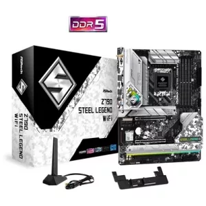 ASRock Z790 Steel Legend WiFi Intel 1700 Socket Motherboard, ATX, 4x DDR5 Slots, 5x M.2 Sockets, Fitted I/O Shield, 2.5GbE LAN, Wi-Fi 6E, 1x DisplayPort / 1x HDMI Port