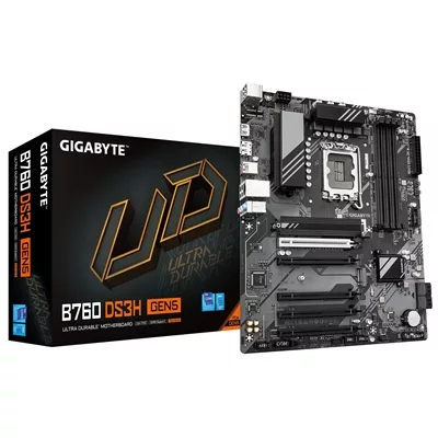 Gigabyte B760 DS3H GEN5 Intel 1700 Socket Motherboard, ATX, 4x DDR5 Slots, 2x M.2 Sockets, GbE LAN, 1x DisplayPort / 1x HDMI Port